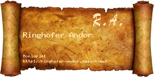 Ringhofer Andor névjegykártya